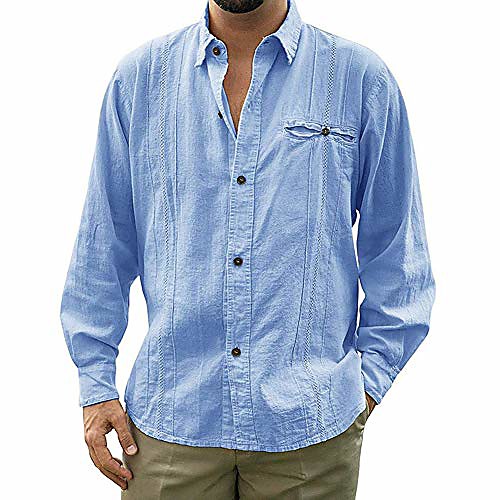 

mens linen button down shirts - casual summer button up loose fit yoga beach shirt