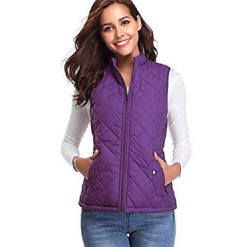 

Women's Sports Puffer Jacket Hiking Vest / Gilet Outdoor Down Jacket Winter Outdoor Solid Color Thermal Warm Packable Lightweight Breathable Top Hunting Fishing Climbing Maroon Black Purple Rose Red