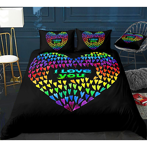 

valentine's day series heart print 3-piece duvet cover set hotel bedding sets comforter cover with soft lightweight microfiber, include 1 duvet cover, 2 pillowcases for double/queen/king(1 pillowcase
