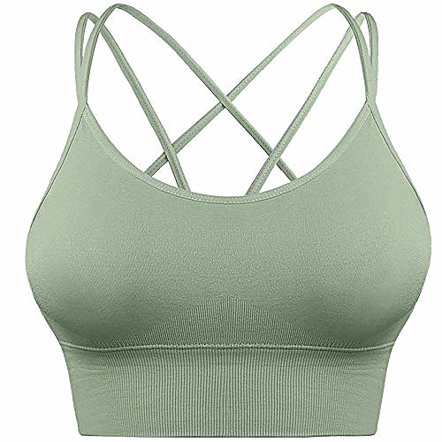 

Cross Back Sport Bras Padded Sexy Strappy Criss Cross Cropped Bras for Yoga Workout Fitness