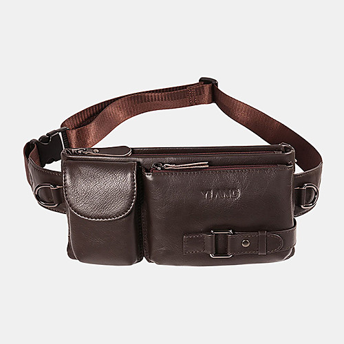 

men genuine leather retro multi-carry 7 inch phone bag sport chest bag cross body bag