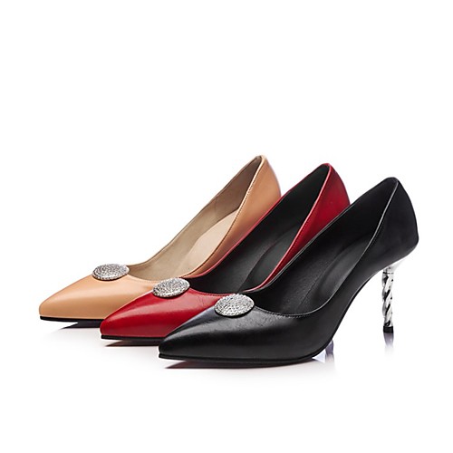 

Women's Wedding Shoes Stiletto Heel Pointed Toe Wedding Pumps Wedding Daily PU Synthetics Almond Black Red