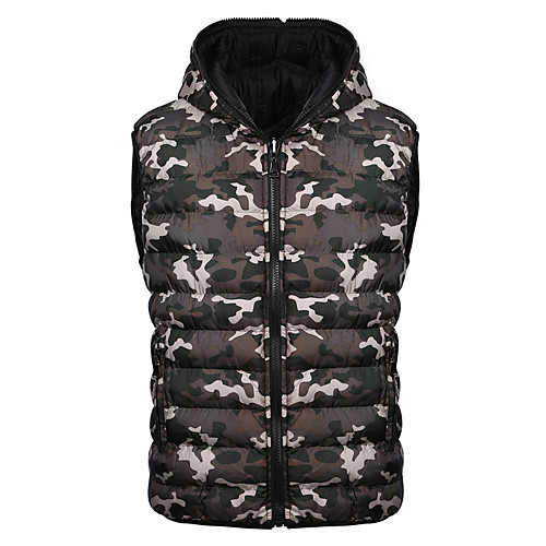 

Men's Sports Puffer Jacket Hiking Vest / Gilet Outdoor Down Jacket Winter Outdoor Solid Color Thermal Warm Packable Lightweight Breathable Top Hunting Fishing Climbing Camouflage Red Black-Camouflage