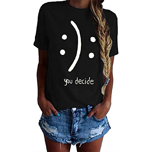 

Women Funny T-Shirts Cotton Graphic T Shirts for Teen Girls Short Sleeve Tees Tops Black Small