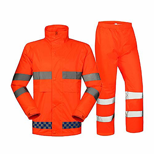 

Soft Breathable Reflective Raincoat- Waterproof Jackets Reflective Raincoat Road Traffic Safety Warning Outdoor Raincoat Trousers Suit Men And Women Adult Split Fluorescent Orange (Size : XL)