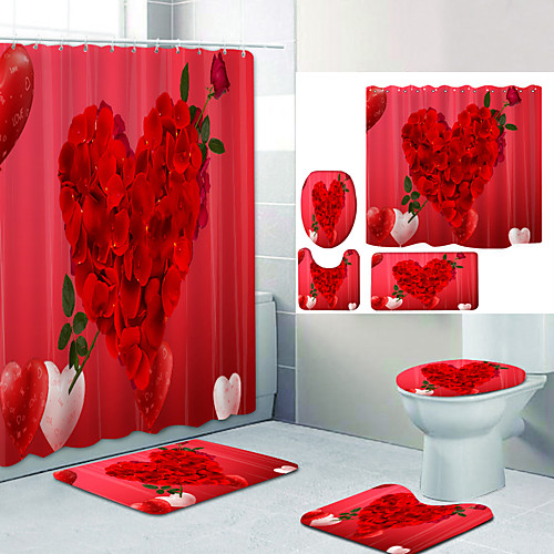 

Bathroom Shower Curtain & Mat Set Modern Polyester New Design