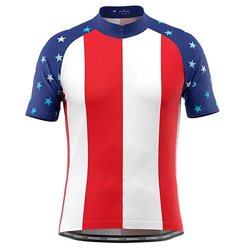 

21Grams Men's Short Sleeve Cycling Jersey Red / White National Flag Bike Top Mountain Bike MTB Road Bike Cycling Breathable Sports Clothing Apparel / Stretchy / Athletic