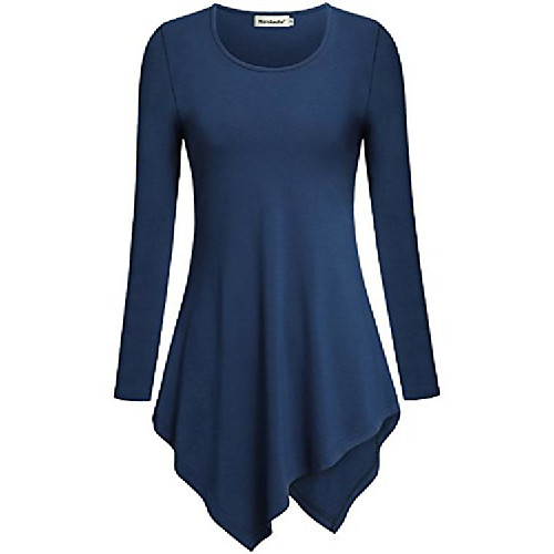 

Women's Long Sleeve Sweatshirts for Women, Women's Elegant O Neck Maxi Dress Shirt to Wear with Jeans Leggings Swing Hipster High Low Hem Muslim Flared Long Blouse Disco Clubwear Blue Medium