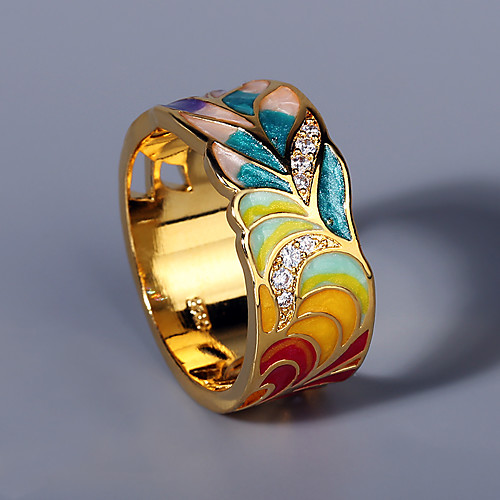 

Ring AAA Cubic Zirconia Fancy Gold Brass Flower Artistic Asian Elegant 1pc 6 7 8 9 10 / Women's