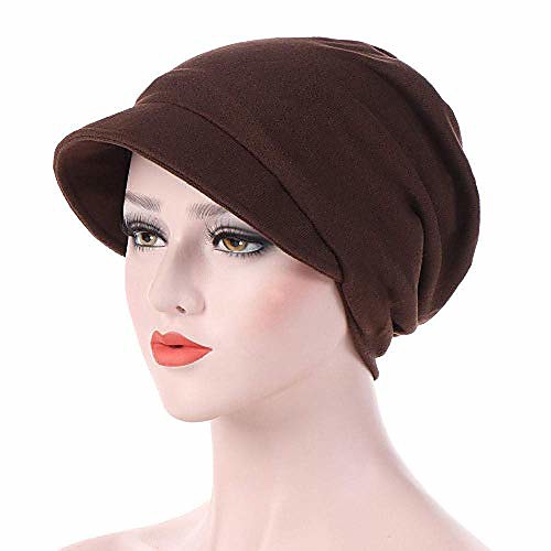 

Women Cotton Warm Windproof Chemotherapy Cap Muslim Hat Head Wrap Cap Coffee
