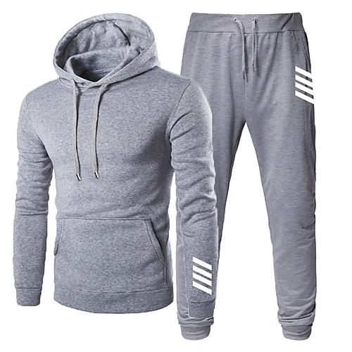 

Men's Hoodies Set Graphic Hooded Basic Casual Hoodies Sweatshirts Long Sleeve Black Light gray Dark Gray