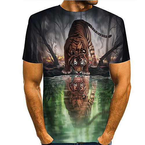 

Men's T shirt 3D Print Graphic 3D Print Short Sleeve Casual Tops Simple Classic Green