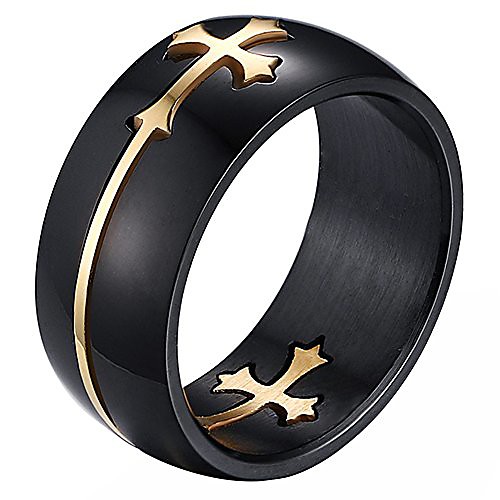 

Mens Womens Stainless Steel Cross Ring for Christian Baptism,Black IP,Removable,8mm,Size 14