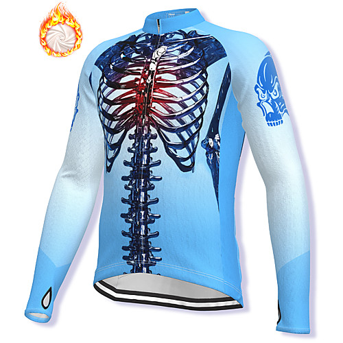 

21Grams Men's Long Sleeve Cycling Jacket Winter Fleece Spandex Blue Skull Bike Jacket Mountain Bike MTB Road Bike Cycling Fleece Lining Warm Sports Clothing Apparel / Stretchy / Athleisure