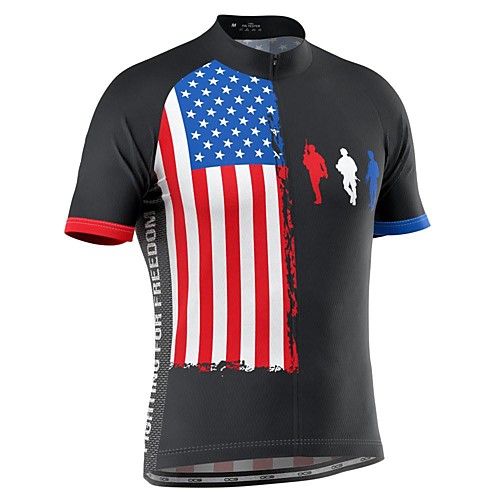 

21Grams Men's Short Sleeve Cycling Jersey Black National Flag Bike Top Mountain Bike MTB Road Bike Cycling Breathable Sports Clothing Apparel / Stretchy / Athletic