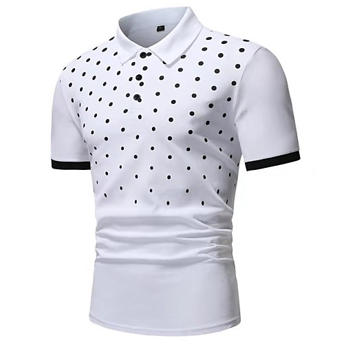 

Men's Polo Other Prints Graphic Short Sleeve Casual Tops Cotton White