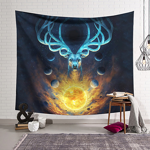 

Wall Tapestry Art Decor Blanket Curtain Hanging Home Bedroom Living Room Decoration Lucky Deer On The Fireball