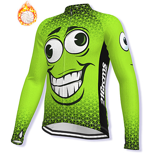 

21Grams Men's Long Sleeve Cycling Jacket Winter Fleece Spandex Green Bike Jacket Mountain Bike MTB Road Bike Cycling Fleece Lining Warm Sports Clothing Apparel / Stretchy / Athleisure