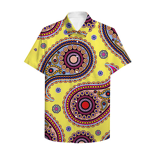 

Men's Shirt 3D Print Graphic Print Short Sleeve Daily Tops Basic Casual Yellow