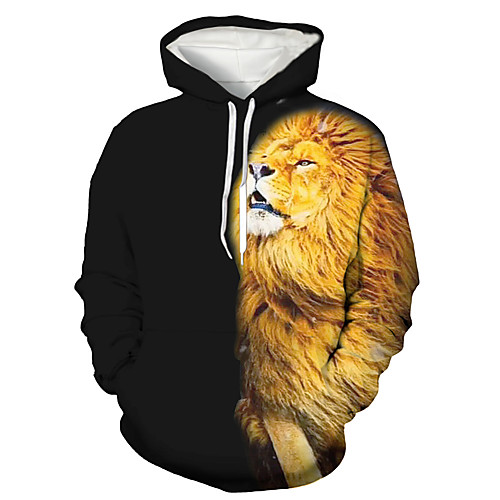 

Men's Pullover Hoodie Sweatshirt 3D Lion Animal Print Daily Holiday 3D Print 3D Print Hoodies Sweatshirts Black