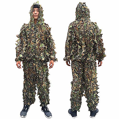 

Hunting clothes New 3D maple leaf Bionic Woodland Camo Ghillie Suits sniper birdwatch airsoft Hunting Deer Stalking in Camouflage Clothing jacket and pants (XL-XXL(for 180-200cm))