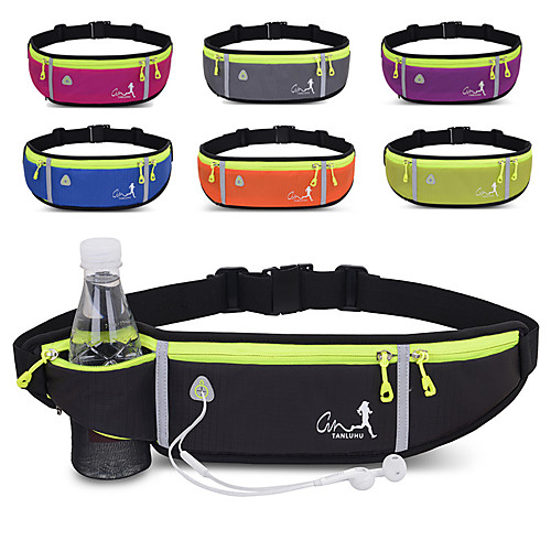 

running belt, runners belt with water bottle for women men,waist pack belt pouch for phone,water resistant pack for hiking fitness travel-light weight, large capacity, not bounce(blue)