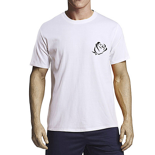 

Men's Unisex T shirt Other Prints Graphic Rose Plus Size Print Short Sleeve Daily Tops 100% Cotton Basic Casual White Blue Red