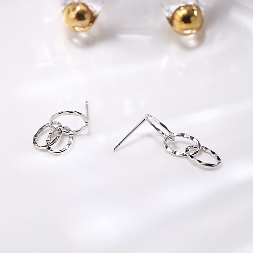 

Women's Clear Cubic Zirconia Hoop Earrings Geometrical Happy Stylish Simple Silver Earrings Jewelry Silver For Daily Prom