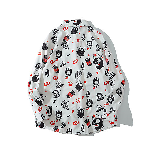 

Men's Shirt 3D Print Cartoon Button-Down Print Long Sleeve Street Tops Casual White Yellow