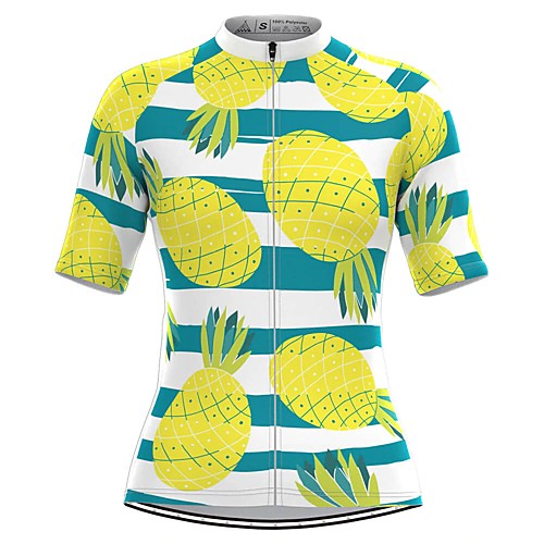

Women's Short Sleeve Cycling Jersey Yellow Stripes Fruit Bike Top Mountain Bike MTB Road Bike Cycling Breathable Quick Dry Sports Clothing Apparel / Stretchy / Athleisure