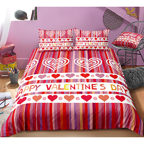 

valentine's day series heart print 3-piece duvet cover set hotel bedding sets comforter cover with soft lightweight microfiber, include 1 duvet cover, 2 pillowcases for double/queen/king(1 pillowcase