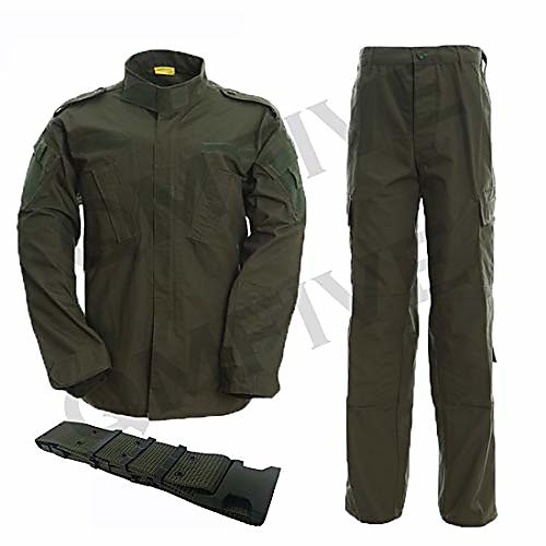 

tactical jacket tactical uniform airsoft jacket tactical men bdu combat jacket shirt & pants suit camo for war game army military paintball airsoft hunting shooting (od, s)