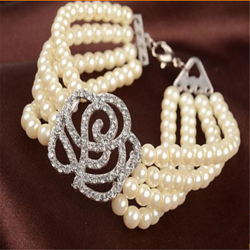 

Women's Pearl Bead Bracelet Beads Flower Fashion Alloy Bracelet Jewelry White For Party Evening Gift Date Festival