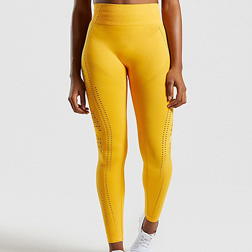 

Women's Stylish Casual / Sporty Breathable Comfort Sports Gym Yoga Leggings Pants Plain Ankle-Length Cut Out Black Yellow Blushing Pink Orange