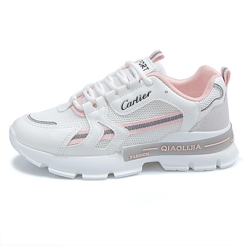 

Women's Trainers Athletic Shoes Flat Heel Round Toe Sporty Casual Dad Shoes Athletic Outdoor Running Shoes Walking Shoes PU Lace-up Black Pink Green