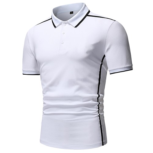 

Men's Polo Other Prints Solid Colored Short Sleeve Casual Tops Cotton White