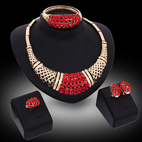 

Women's Jewelry Set Bridal Jewelry Sets Cut Out Precious Fashion Gold Plated Earrings Jewelry White / Red For Christmas Wedding Halloween Party Evening Gift 1 set