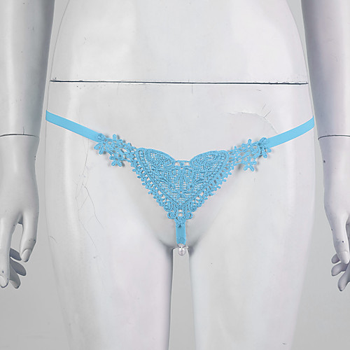 

Women's 1 Piece Lace / Hole G-strings & Thongs Panties - Normal Low Waist White Black Blue One-Size