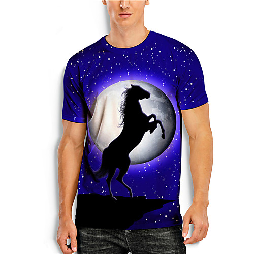 

Men's T shirt 3D Print Graphic 3D Animal Print Short Sleeve Casual Tops Simple Classic Purple
