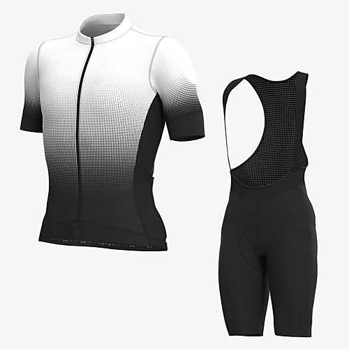 

Men's Short Sleeve Cycling Jersey with Bib Shorts Elastane BlackWhite Bike Sports Clothing Apparel