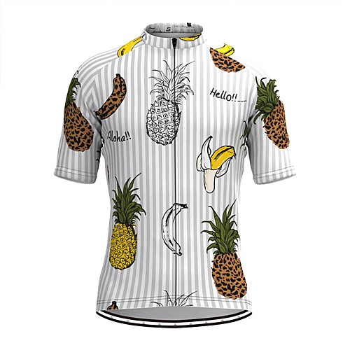 

Men's Short Sleeve Cycling Jersey White Stripes Fruit Bike Top Mountain Bike MTB Road Bike Cycling Breathable Sports Clothing Apparel / Stretchy / Athletic