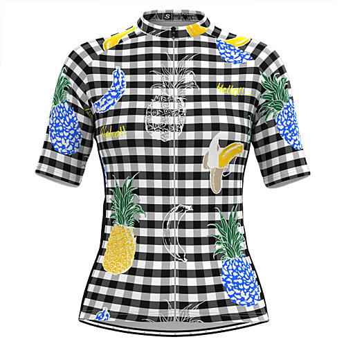 

Women's Short Sleeve Cycling Jersey BlackWhite Plaid Checkered Fruit Bike Top Mountain Bike MTB Road Bike Cycling Breathable Quick Dry Sports Clothing Apparel / Stretchy / Athleisure