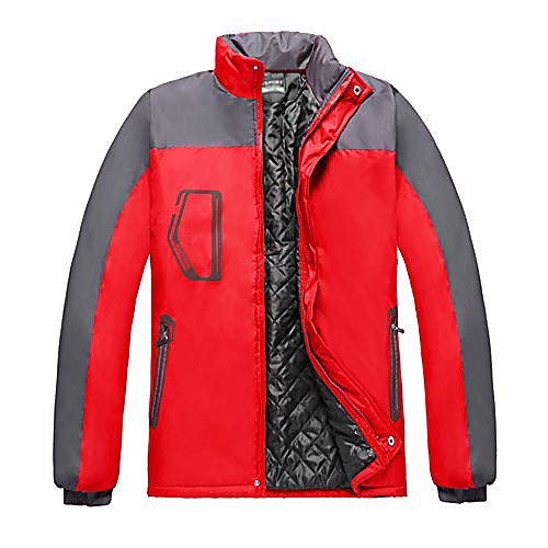 

Unisex Waterproof Jacket - Ski Snow Breathable Soft Rain Coat Fishing Hunting Trekking Working Sportswear, Red, UK 2XL=Tag 3XL