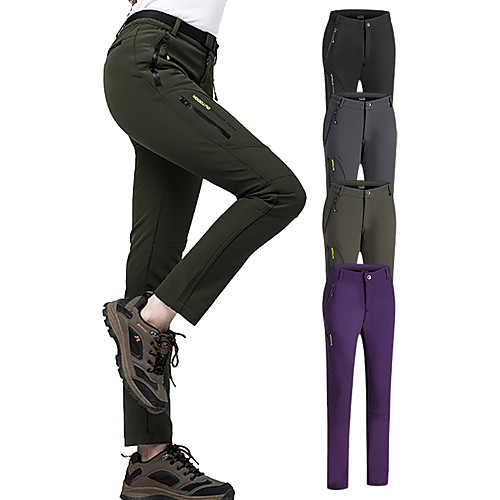 

Women's Softshell Pants Waterproof Hiking Pants Solid Color Winter Outdoor Waterproof Windproof Breathable Rain Waterproof Softshell Pants / Trousers Bottoms Dark Grey Black Purple Hiking Camping M L