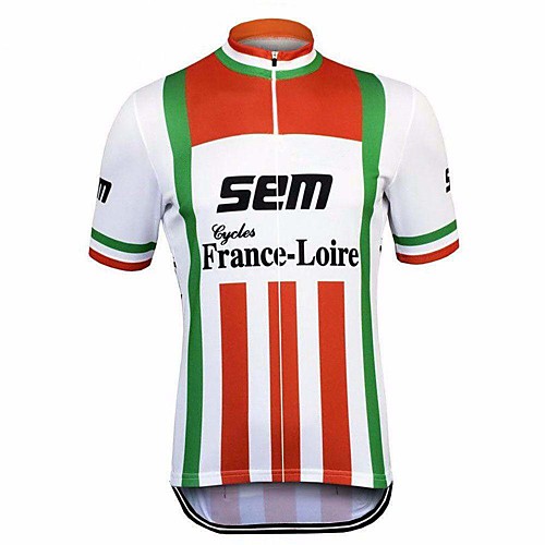 

21Grams Men's Short Sleeve Cycling Jersey White Stripes Bike Top Mountain Bike MTB Road Bike Cycling Breathable Sports Clothing Apparel / Stretchy / Athletic