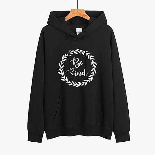 

Women's Pullover Hoodie Sweatshirt Letter Print Daily Other Prints Streetwear Hoodies Sweatshirts White Black Purple / Fleece Lining
