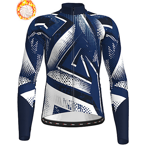 

21Grams Men's Long Sleeve Cycling Jacket Winter Fleece Dark Blue Bike Jacket Top Mountain Bike MTB Road Bike Cycling Thermal Warm Fleece Lining Breathable Sports Clothing Apparel / Stretchy