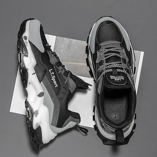 

Men's Trainers Athletic Shoes Sporty Casual Athletic Running Shoes Fitness & Cross Training Shoes PU Breathable Non-slipping Wear Proof Black and White Black / Red BlackGray Fall Winter
