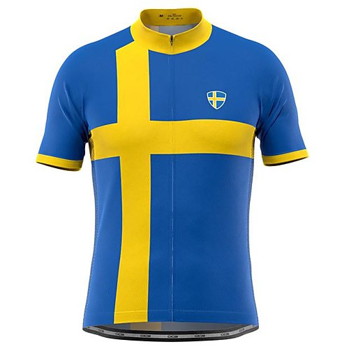 

21Grams Men's Short Sleeve Cycling Jersey Blue National Flag Bike Top Mountain Bike MTB Road Bike Cycling Breathable Sports Clothing Apparel / Stretchy / Athletic