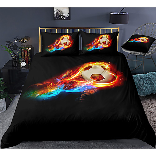 

sports series football print 3-piece duvet cover set hotel bedding sets comforter cover with soft lightweight microfiber, include 1 duvet cover, 2 pillowcases for double/queen/king(1 pillowcase for
